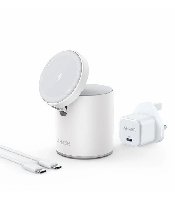 Anker 623 Magnetic Wireless Charger MagGo 2 in 1 with PD Charging, White