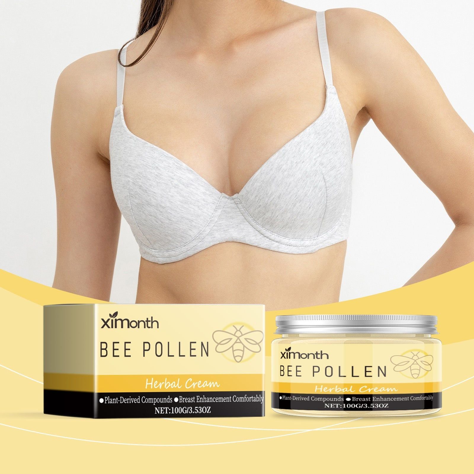 Bee Pollen Breast Enhancement Cream, Natural Firming, Hormone Balance, Curves, 146g ,100g