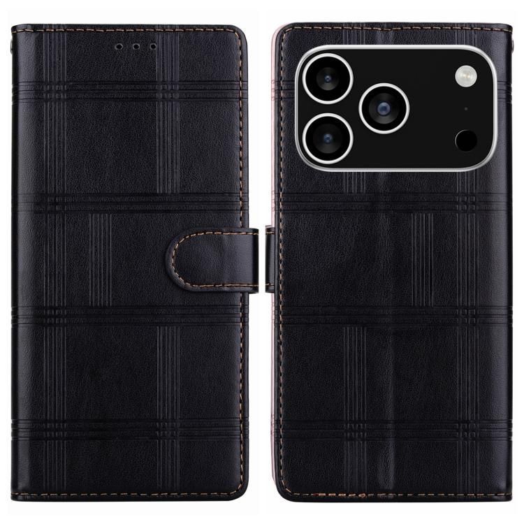 For iPhone 18 Pro Max / iPhone 17 Pro Max Embossed Checkered Leather Phone Case