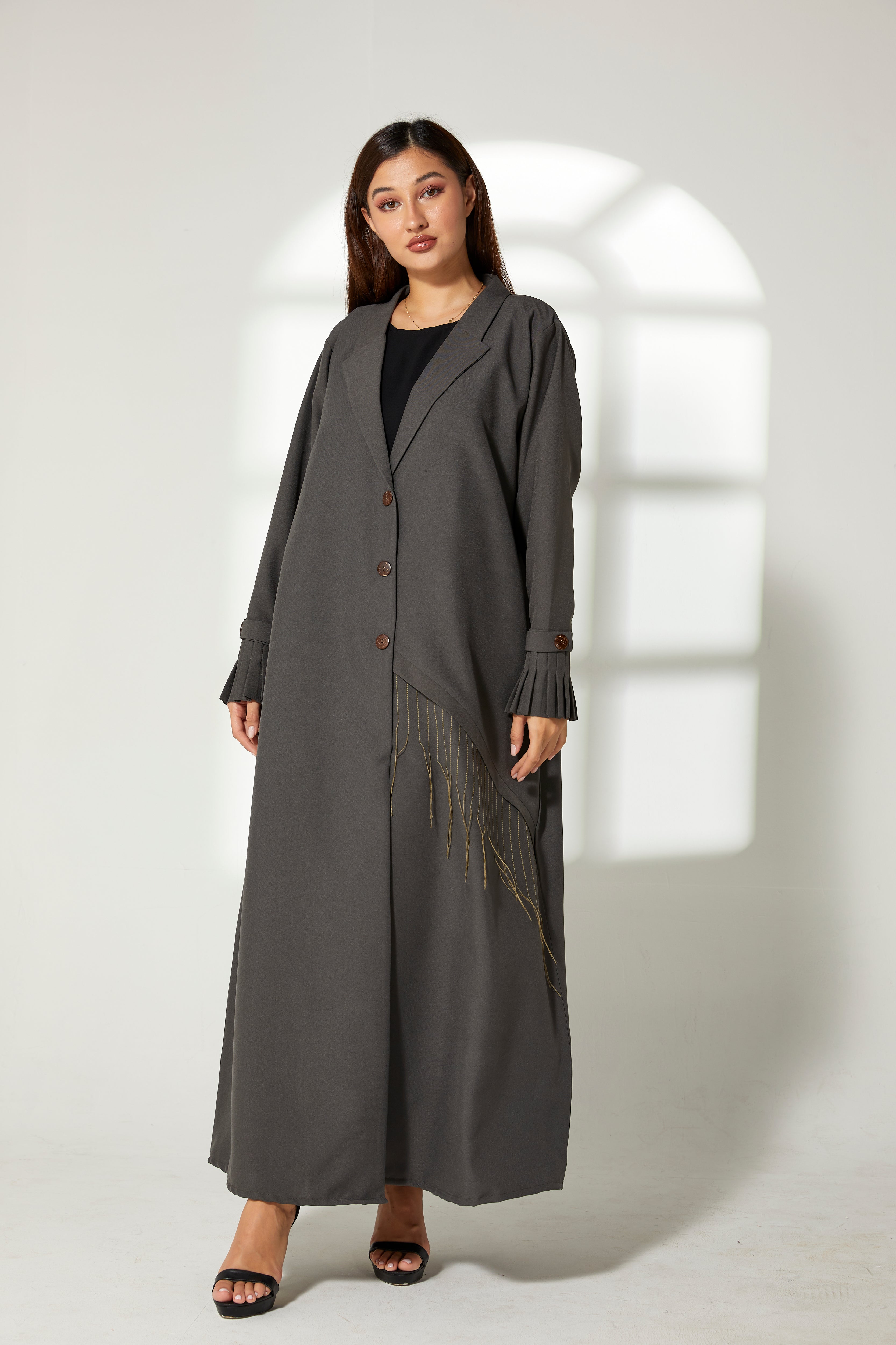MOiSTREET Grey Phua   Abaya with Pleated Cuffs