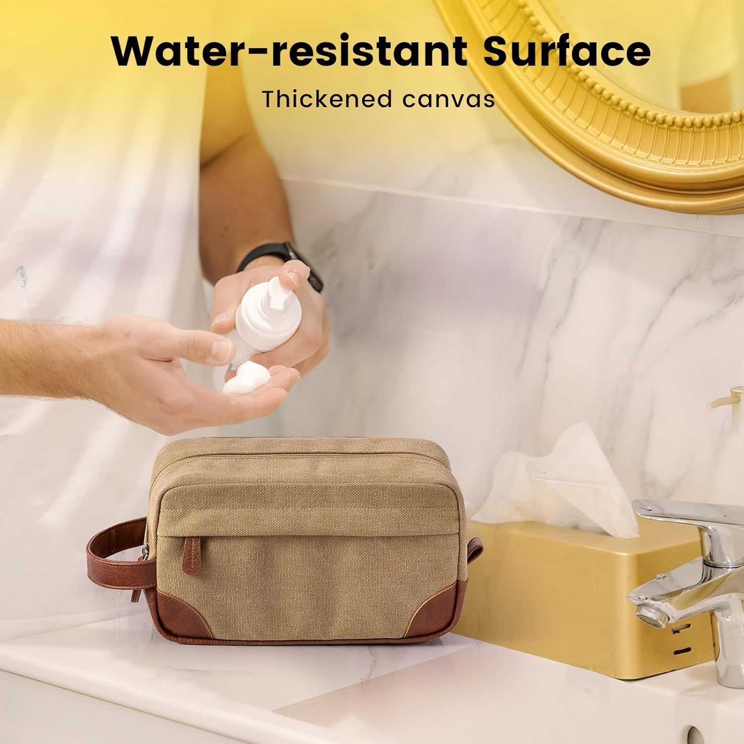 Toiletry Bag Water Hanging Dopp Kit Resistant Canvas Shaving Bag for Travel