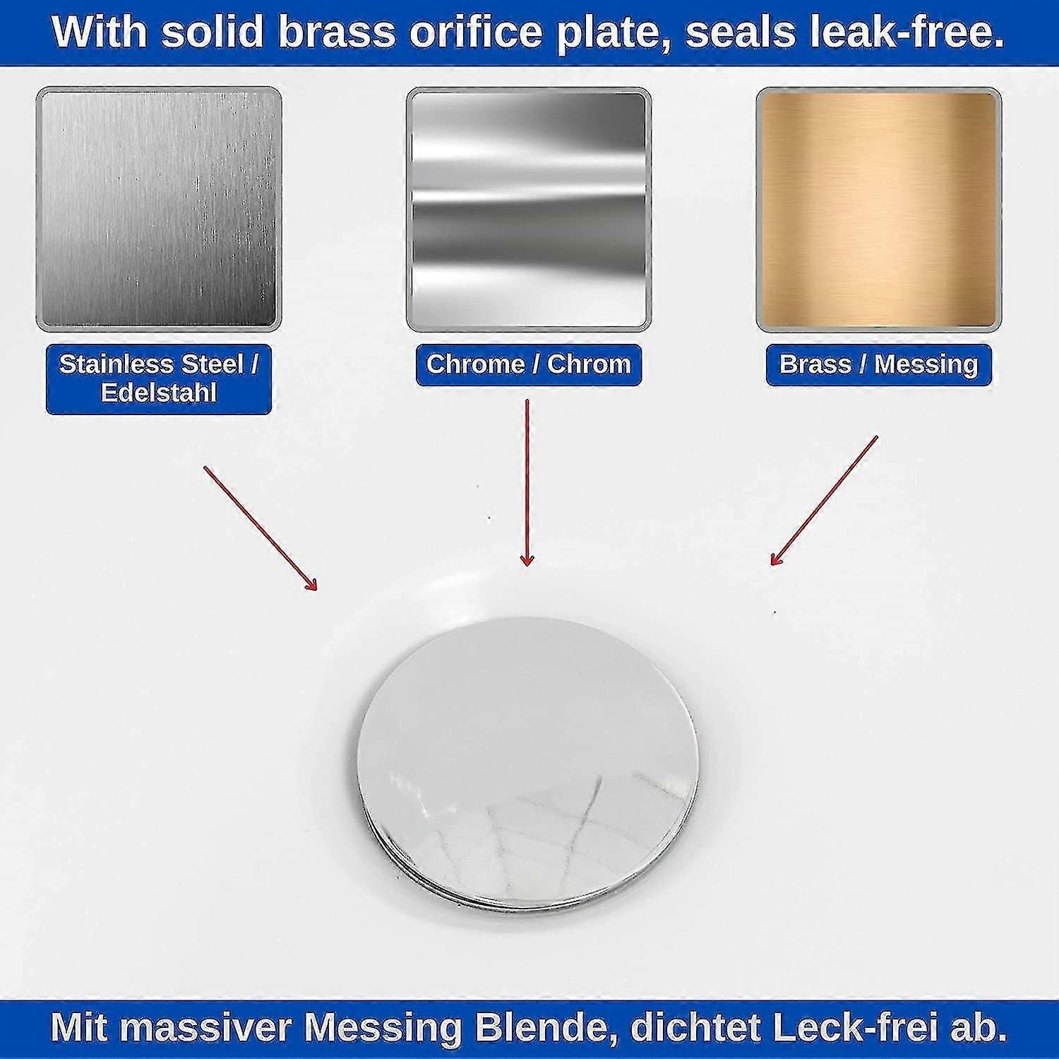 Universal 70mm Double Seal Brass Adjustable Bath Drain Stopper