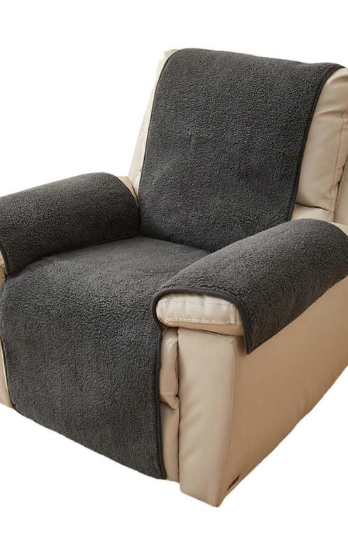 Plush Lambswool Armrest Protector Cover For Sofa Recliner Slip Yellow