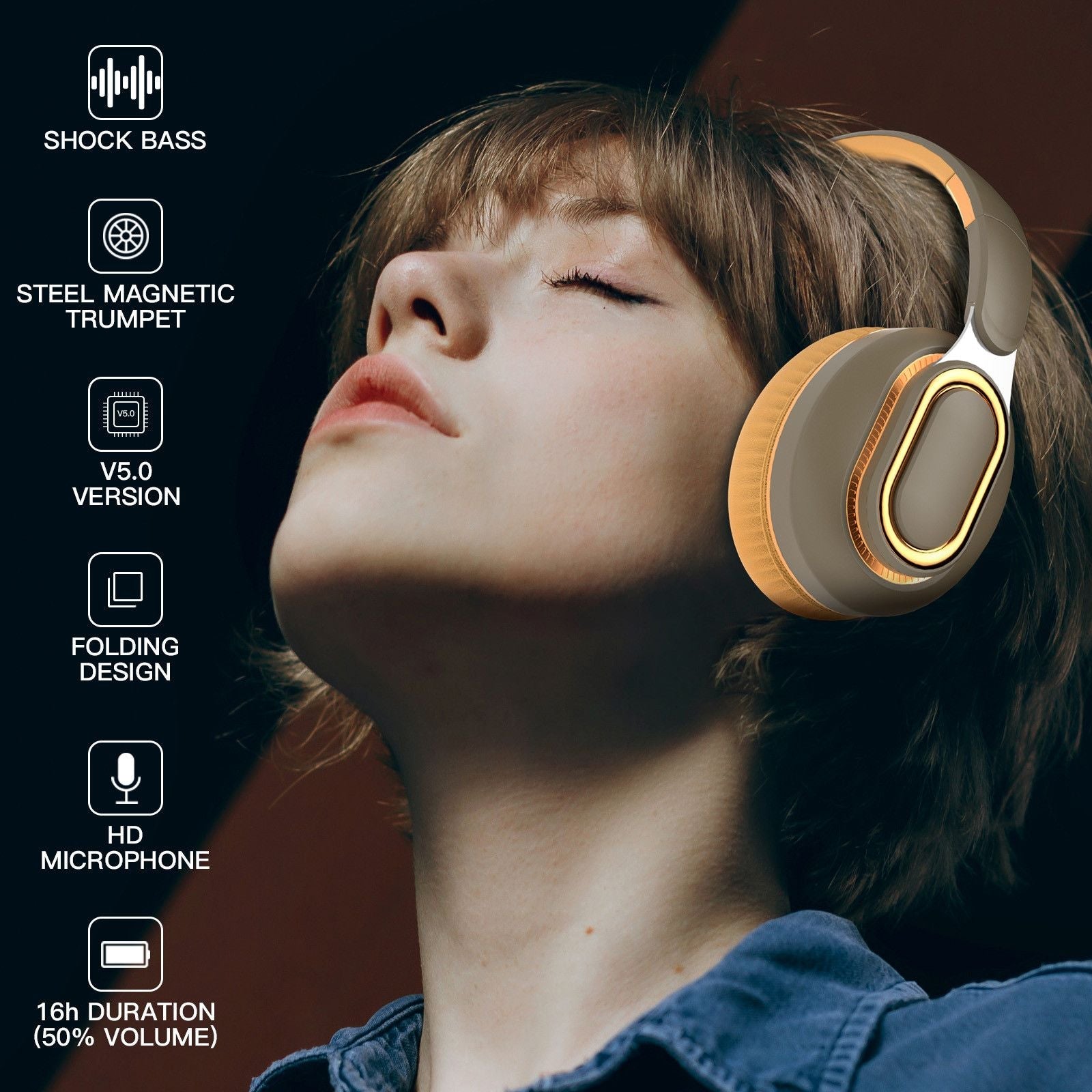 Noise Cancelling Bluetooth Headset Wireless Folding Bass Gaming Sports Headphones