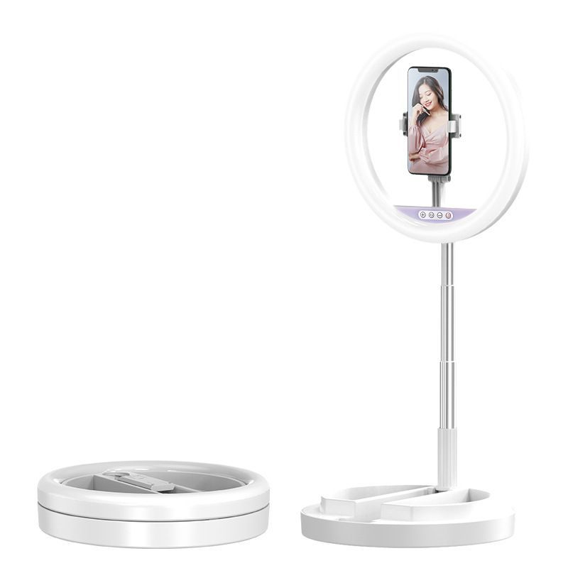 Foldable Selfie Sitick Phone Stand 360 Rerotion With Led Circle Lamp Fill Light