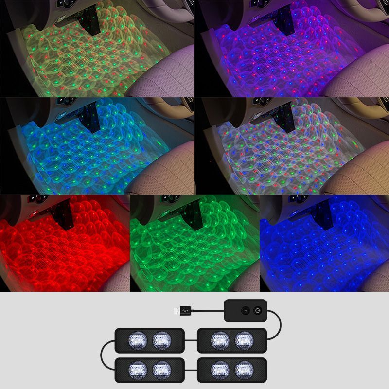 Car Atmosphere Lights Sound Remote Control LED Light RGB Floor Decoration