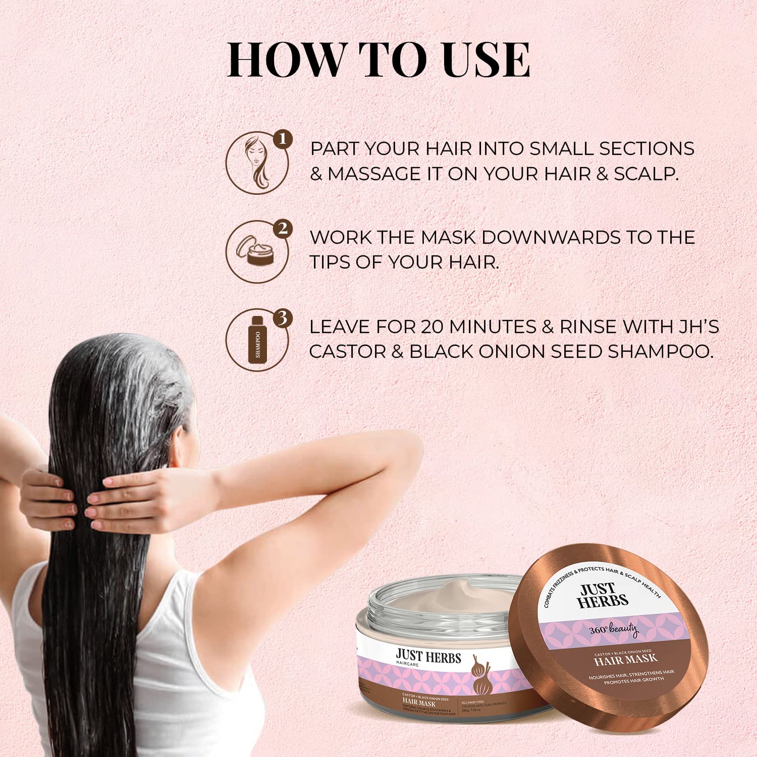 Just Herbs Anti Hairfall Natural Hair Mask Suitable For Color Treated & All Hair Types 200g