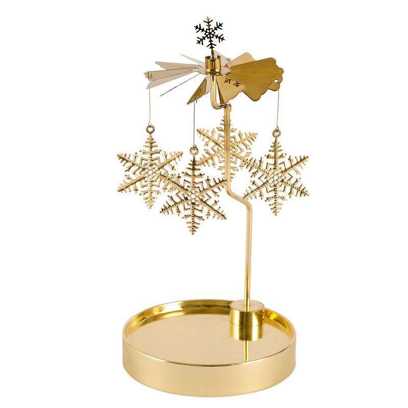 Rotating Candle Holder Golden Stainless Steel Candlestick Tray For Home Decor