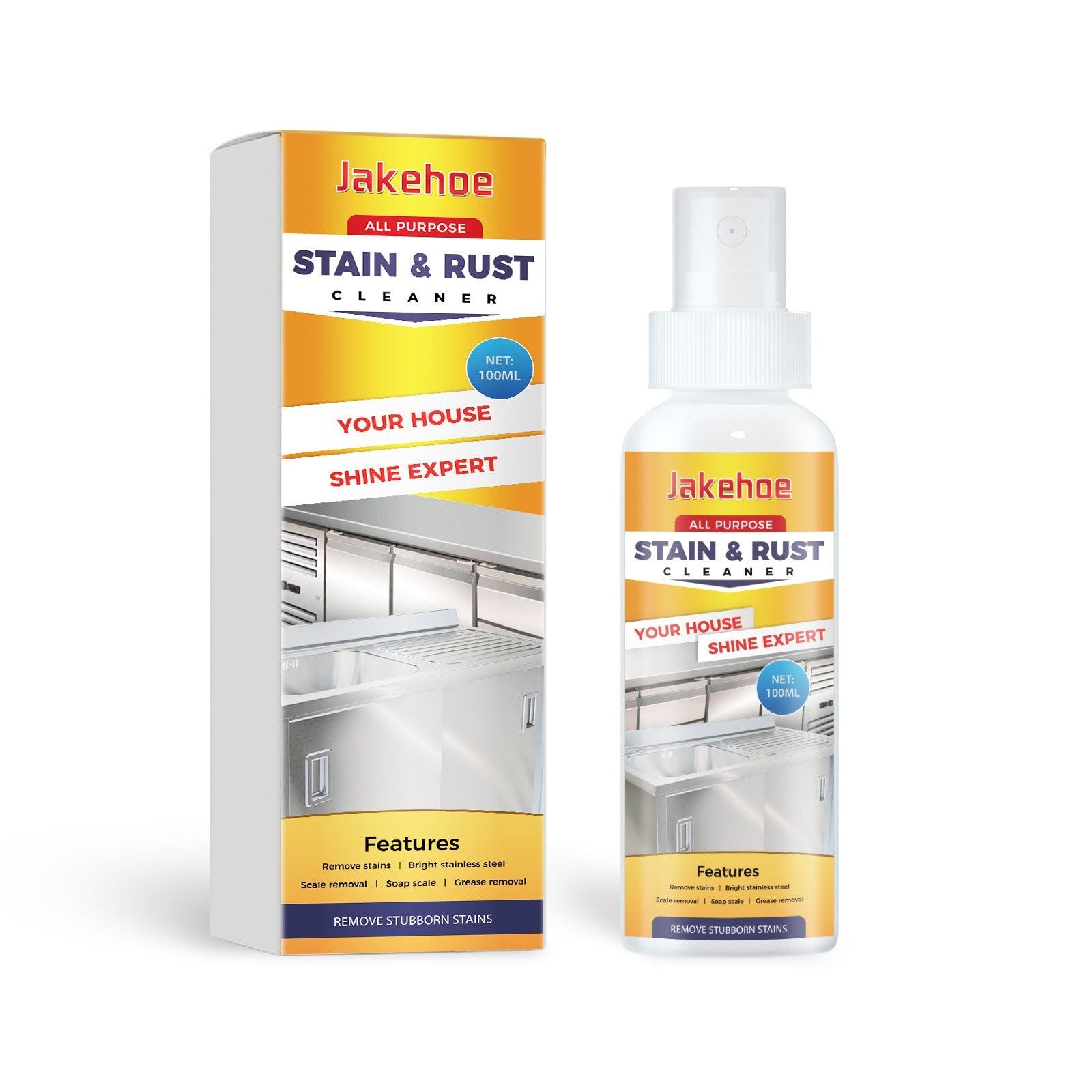 Decontamination Cleaning Spray, Rust & Stain Remover for Kitchen, Bathroom, and Metal Surfaces ,100ml