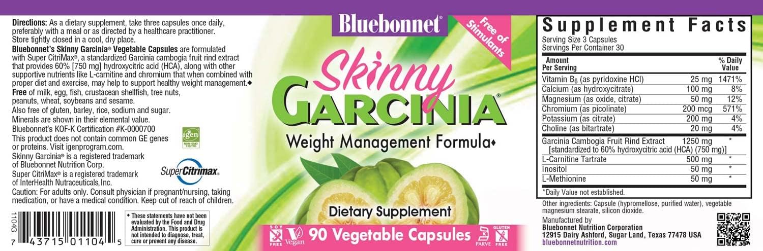 Bluebonnet Nutrition, Skinny Garcinia Weight Management Formula, 90 Veggie Caps