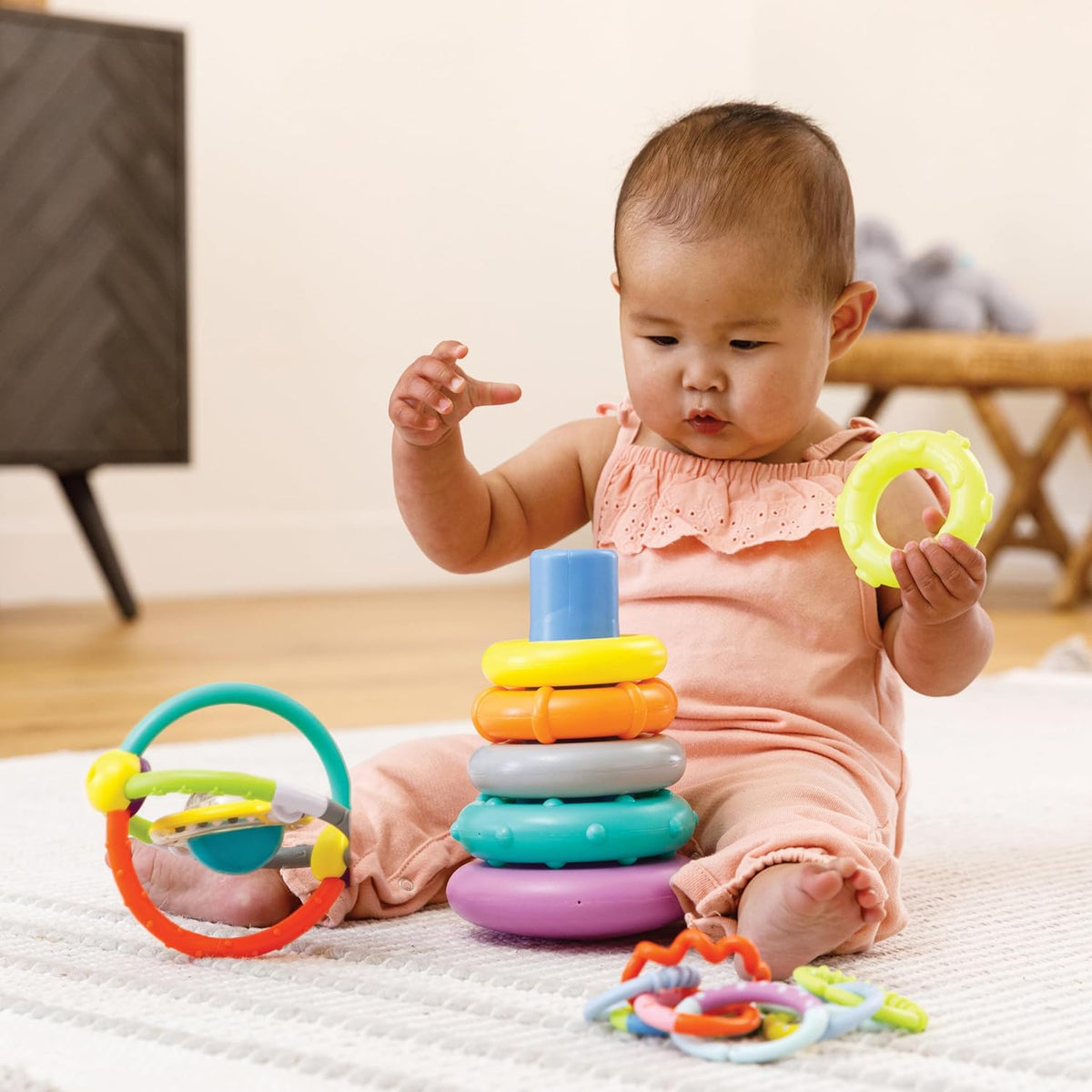Infantino Box of Cheer - Stacking Rings & Rattle Activity Set