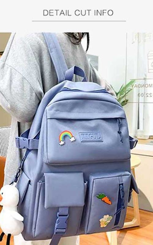 4 Pcs/Set Canvas School Bags Backpack – Durable, Stylish Backpack Set for Kids, Teens & Students