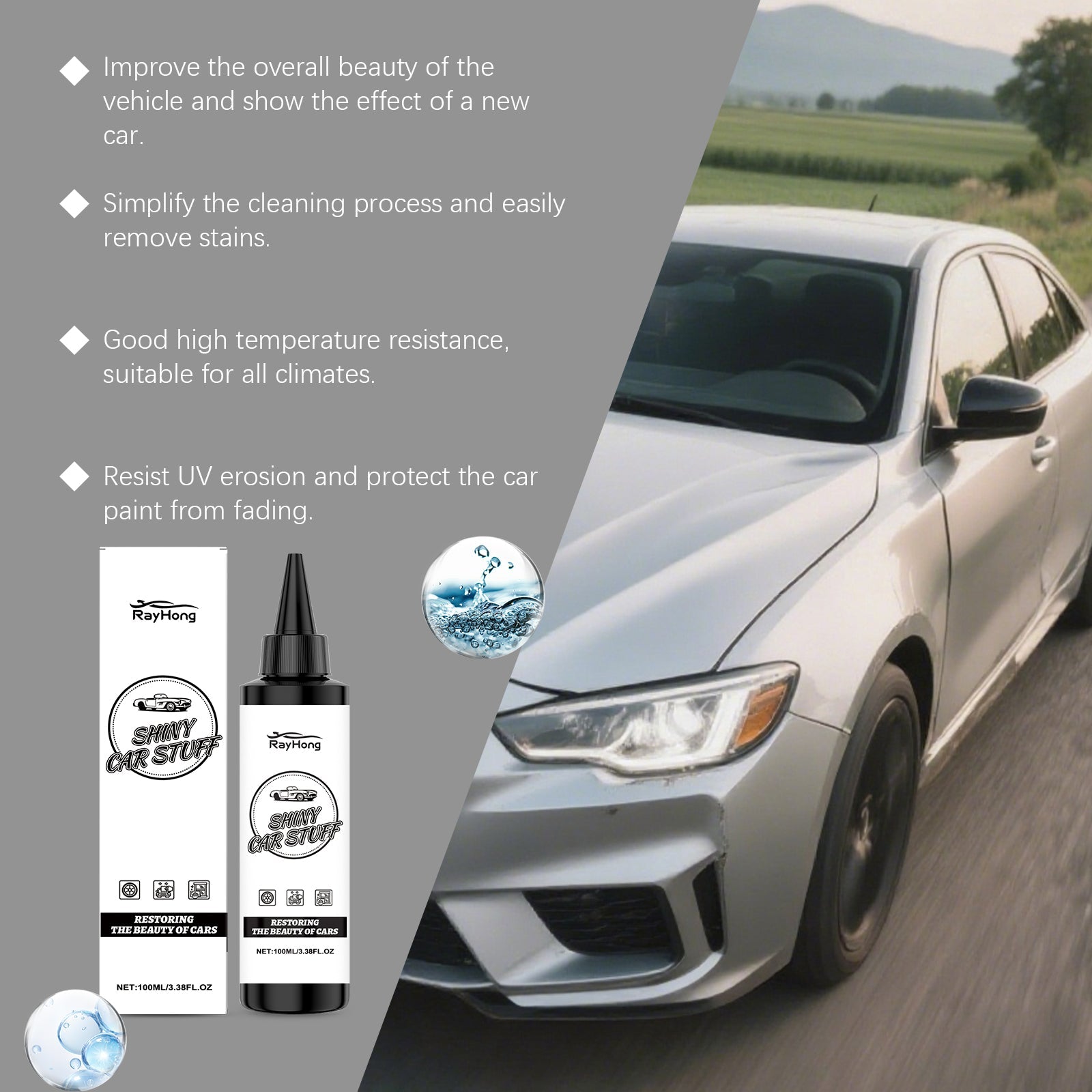 Auto Care Coating, Mirror Shine, Waterproof, UV Protection, Car Detailing Supplies ,100ml