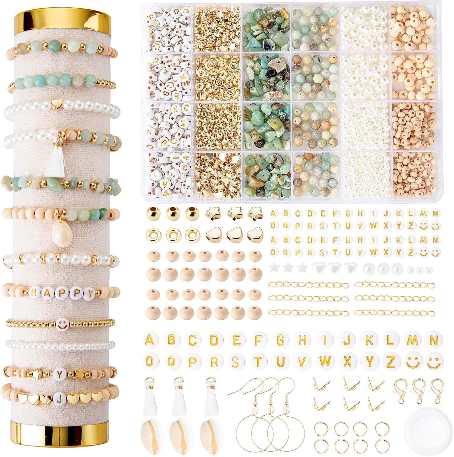 Natural Amazonite Beads DIY Bracelets Gemstone Beads Set Jewellery Necklace Making Kit