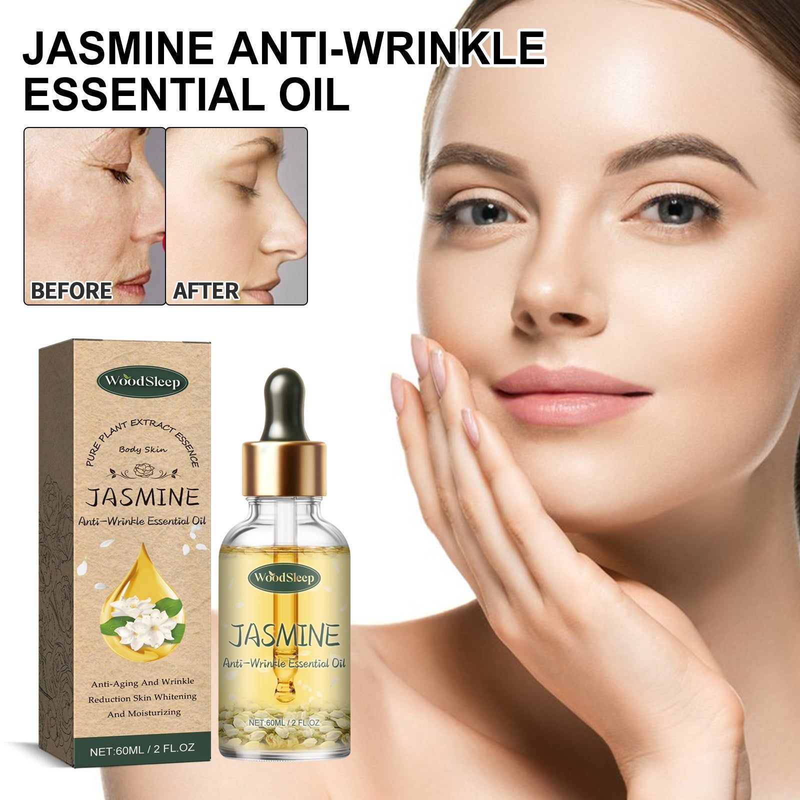 Jasmine Skin Care Essential Oil, Hydrating, Brightening, Anti-Aging, Facial Moisturizer ,60ml