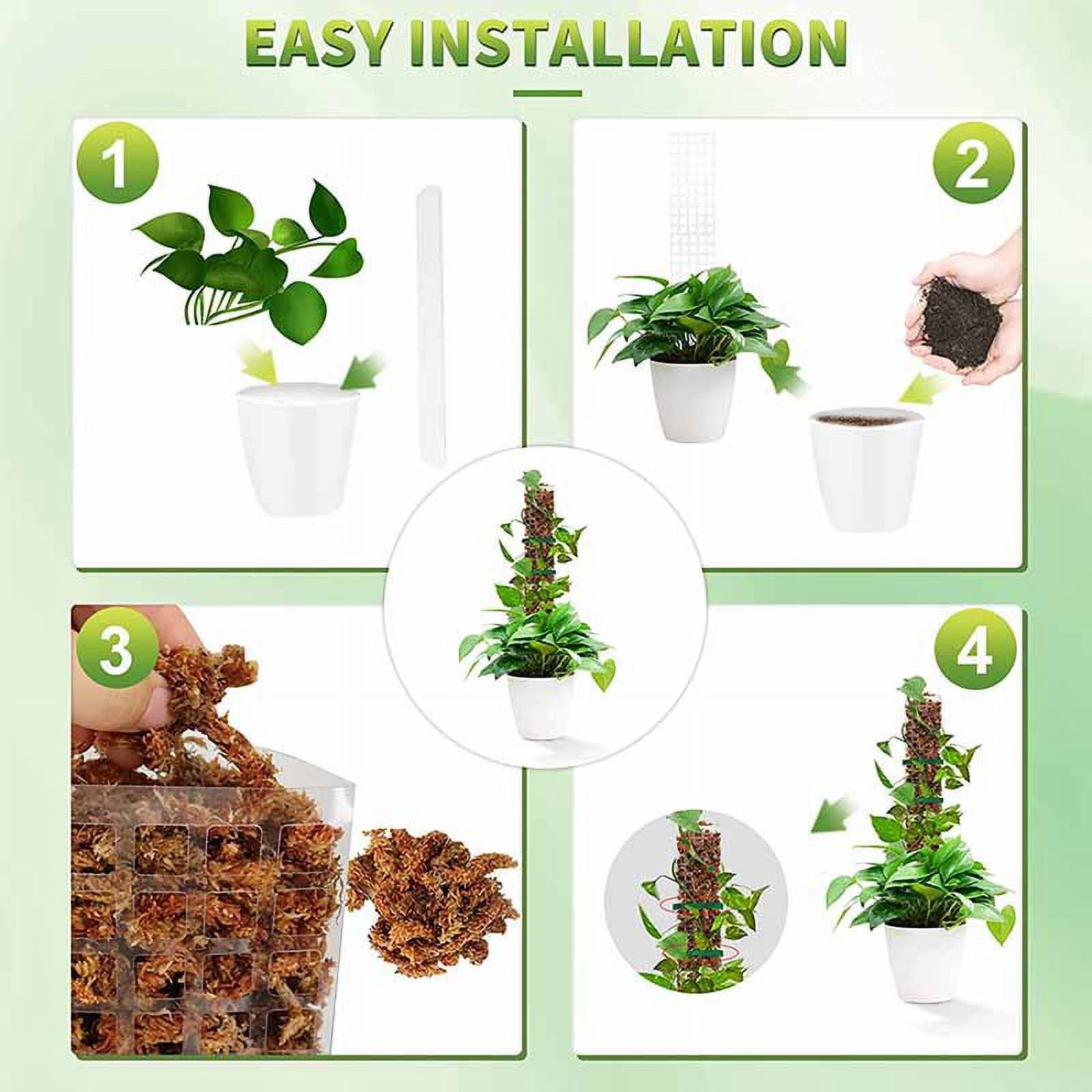 4pcs 24 inch Plastic Moss Pole for Plants Sphagnum Moss Monstera Plants Climbing Poles