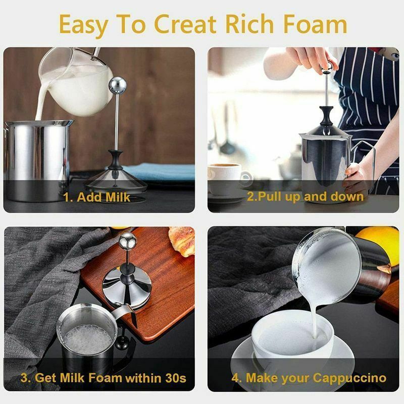 Manual Milk Coffee Frother Stainless Steel Double Mesh Milk Creamer Milk Foam Maker