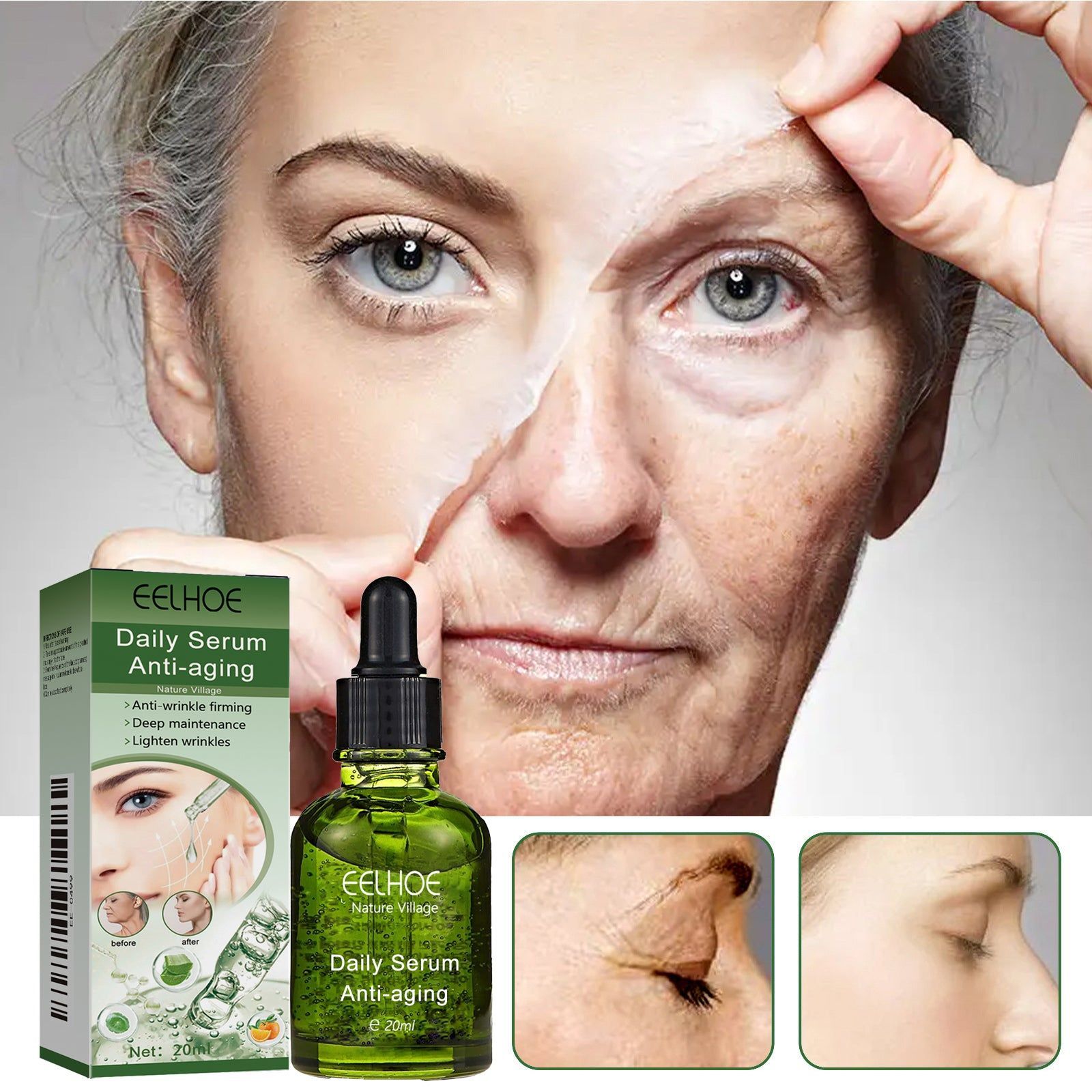 Deep Anti-Wrinkle Serum, Moisturize, Soften Fine Lines, Firm & Brighten Skin ,20ml
