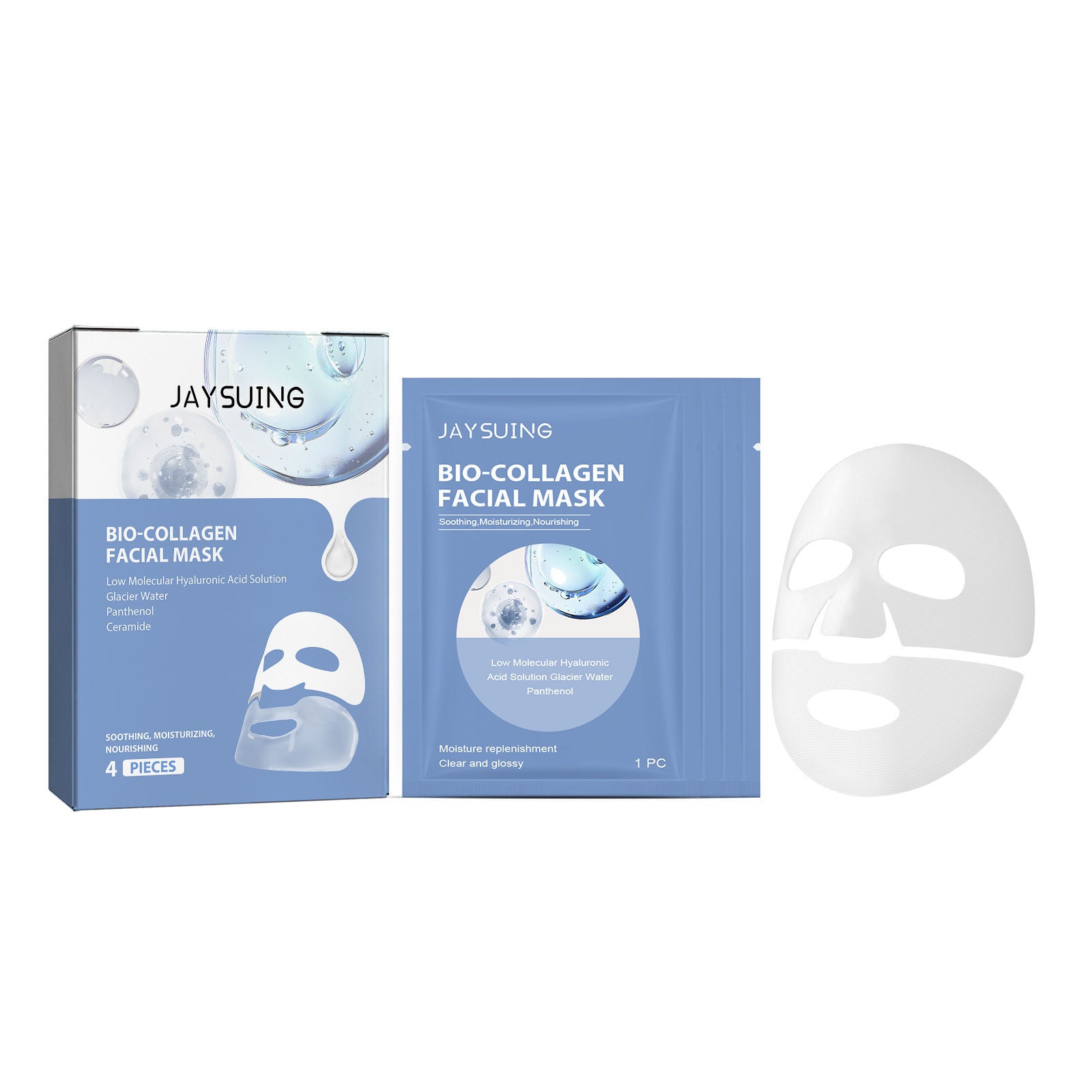 Collagen Facial Mask, Hydrating, Brightening, Anti-Aging, Skin Elasticity ,4pieces