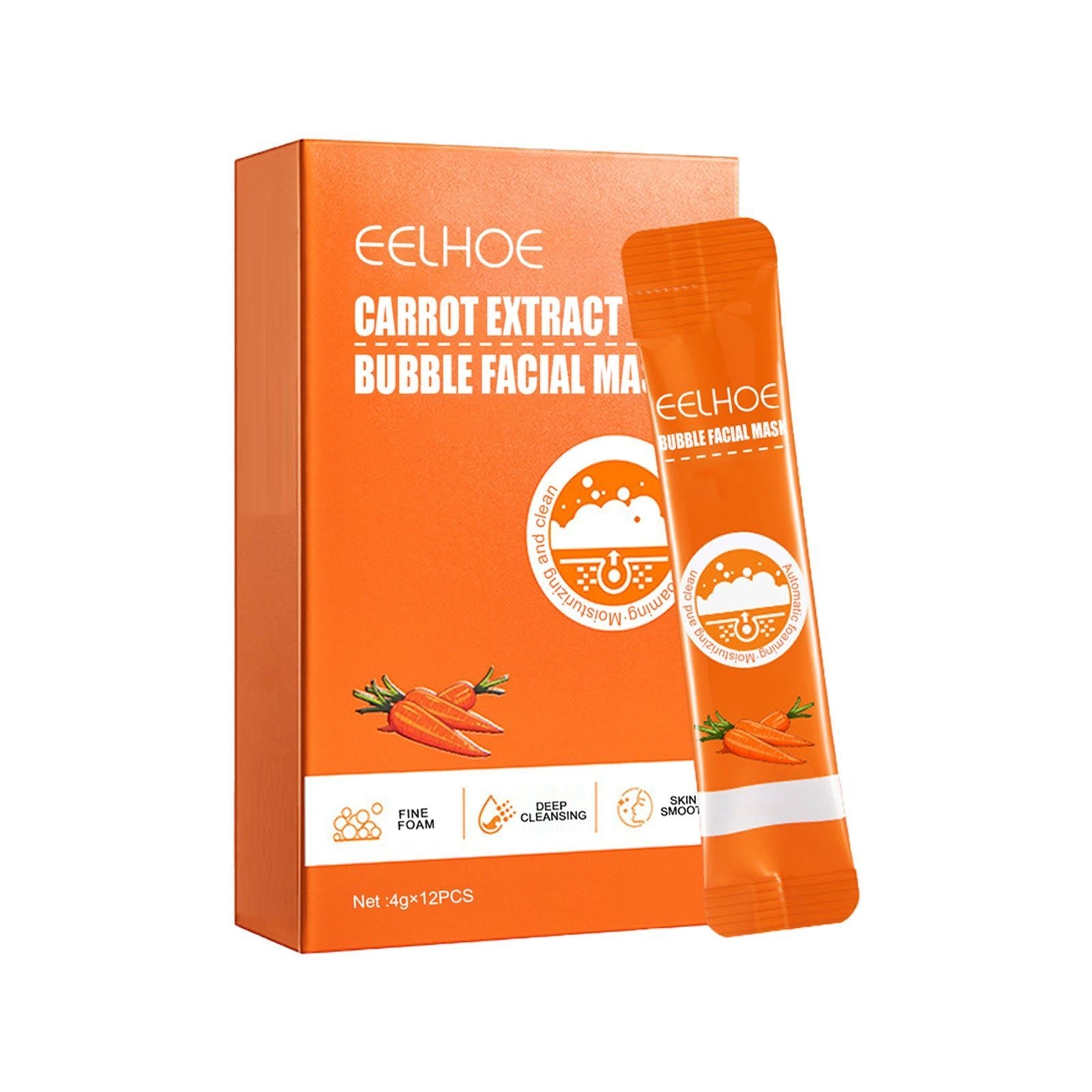 Deep Cleaning and Whitening Carrot Bubble Mask for Bright, Clear Skin ,4g*12pcs