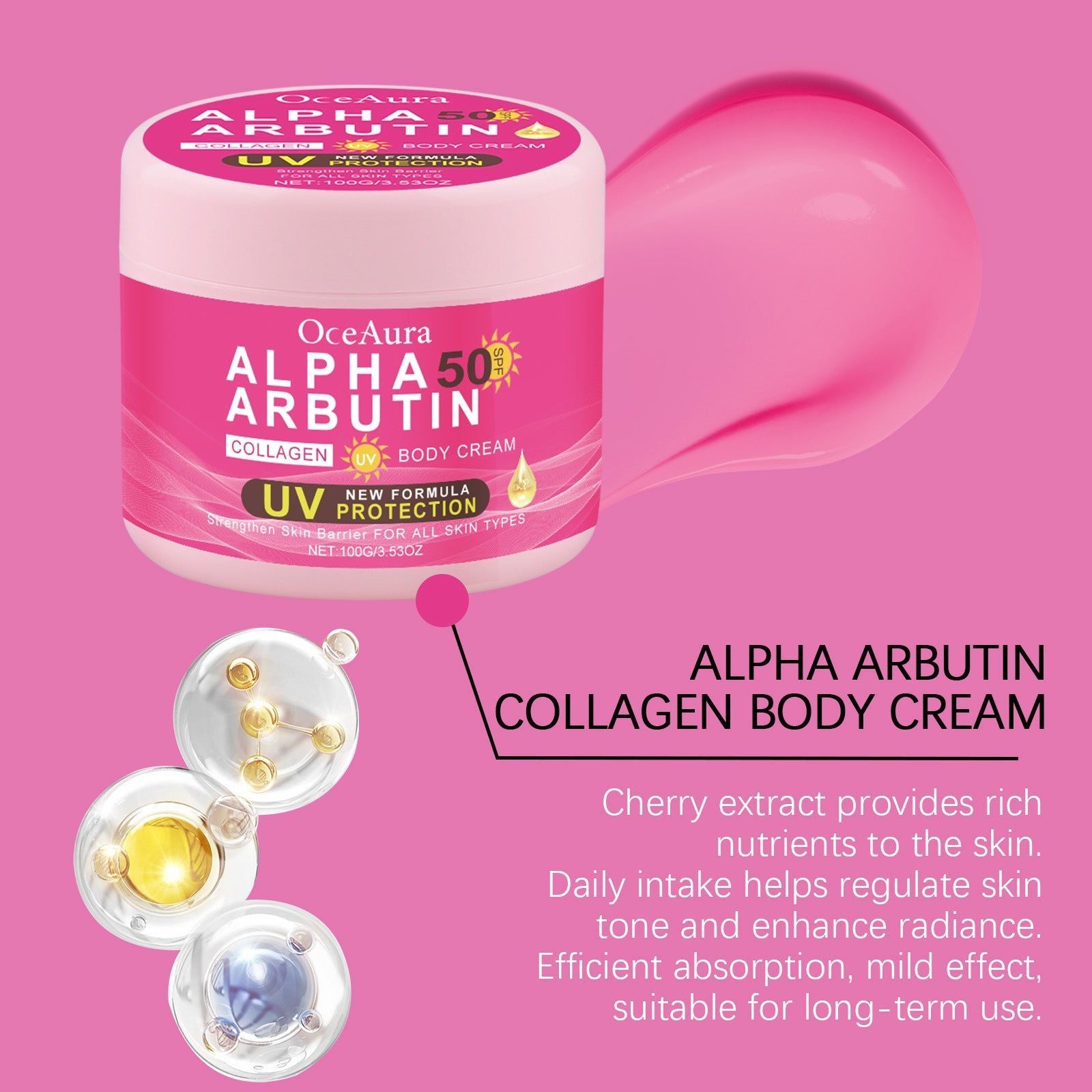 Arbutin Body Care Cream, Brightening, Hydrating, Anti-Aging, Smooth Skin ,100g