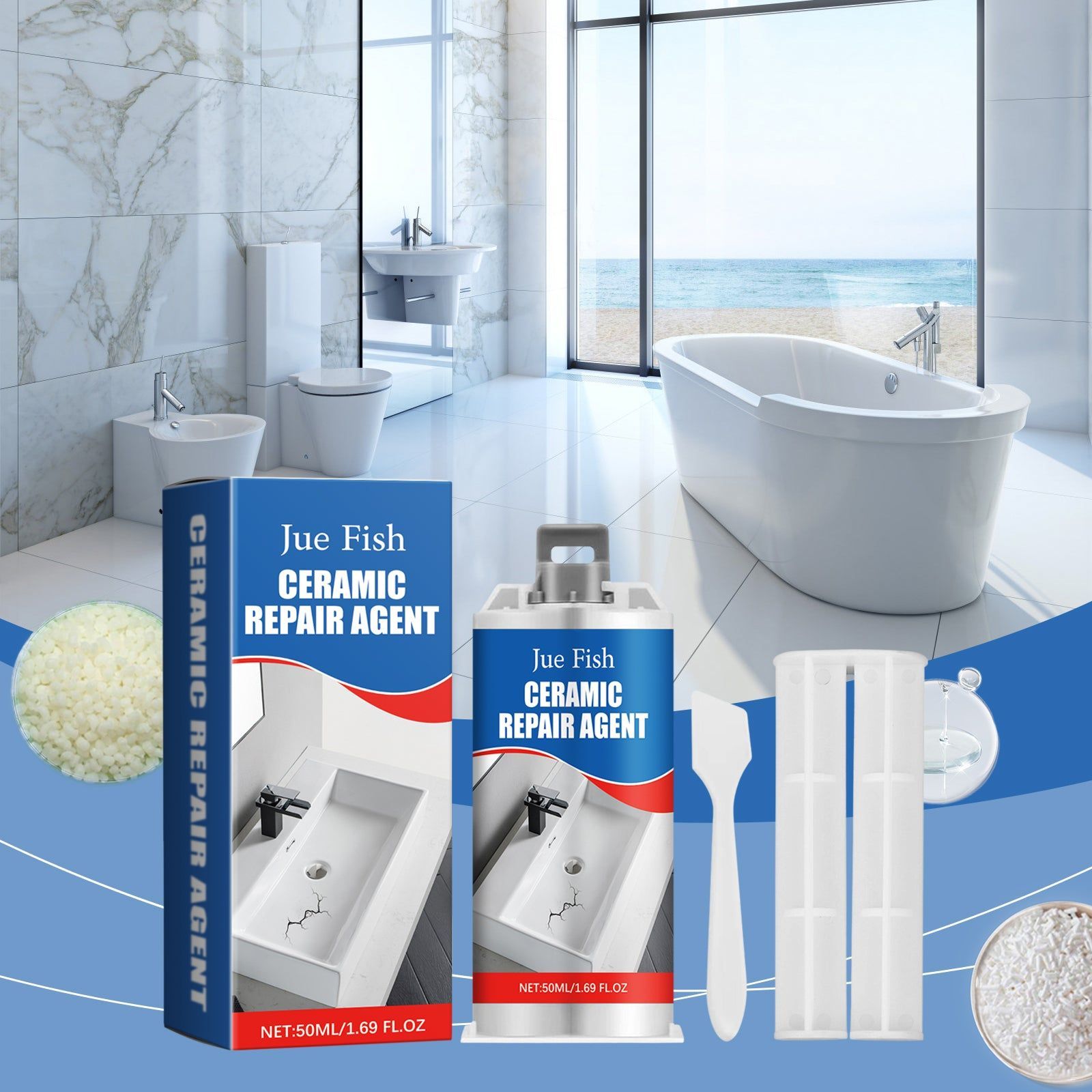 Premium Tile Repair Adhesive, Waterproof, Leak-Proof, Easy Fix for Walls and Bathrooms ,1set