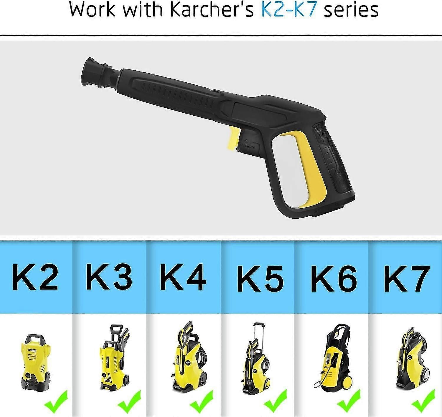 Tcgg-spare Pistol For Krcher K2 K3 K4 K5 K6 K7 K7 Serial High Pressure Cleaner, Quick Connect Jet D'eau Pulverisator Pour Karcher K2 ~ K7 Series zxin