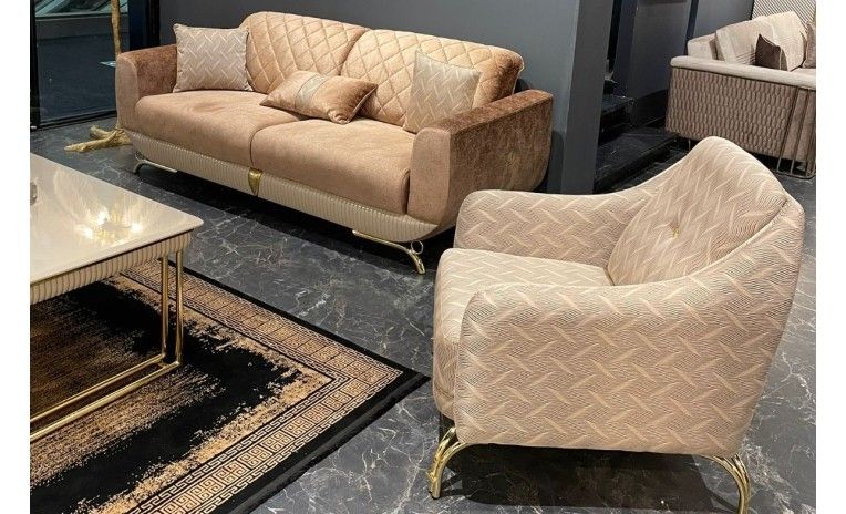 Royal Brown and Beige Living Room Set