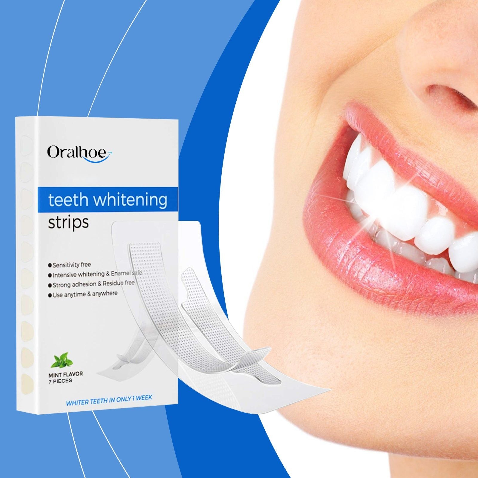 Brightening Teeth Whitening Strips, Fresh Breath, Deep Clean, Sensitive Safe ,7 pieces