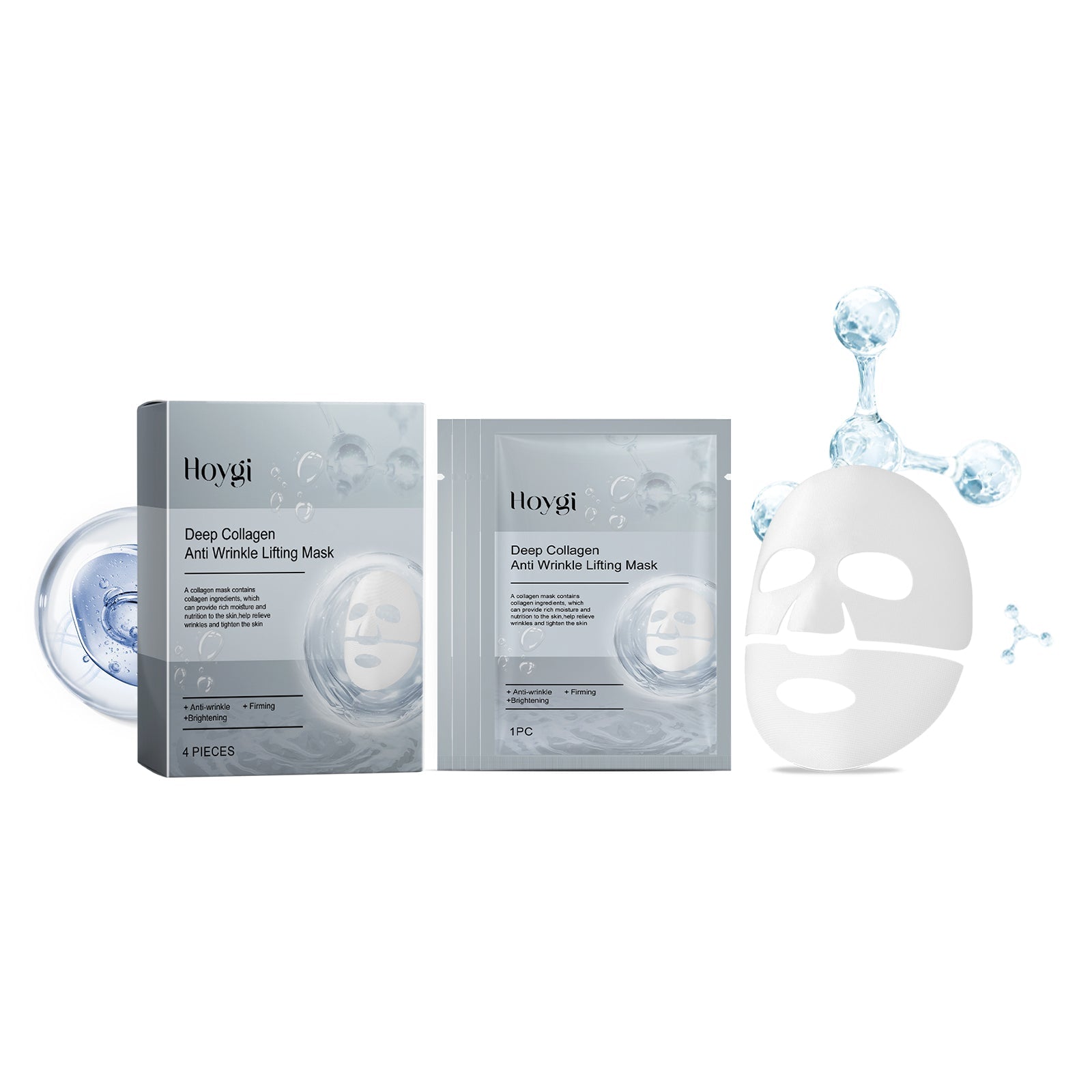Collagen Anti-Wrinkle Mask, Deep Moisturize, Hydrate, Firm & Reduce Fine Lines ,4pcs