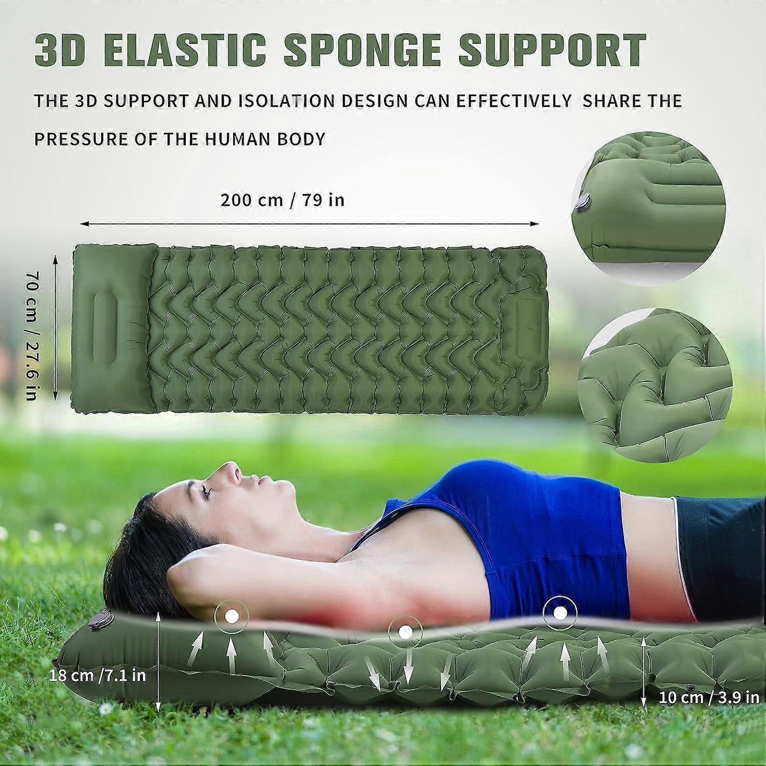 Inflatable Camping Sleeping Pad with Built In Pump Pillow