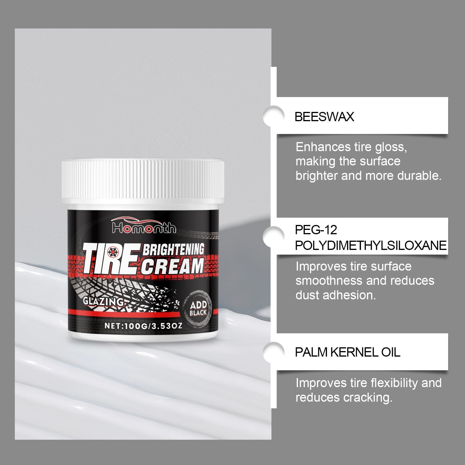 Car Tire Shine Wax, Car Maintenance Gloss, Protect & Enhance Tire Shine ,100g