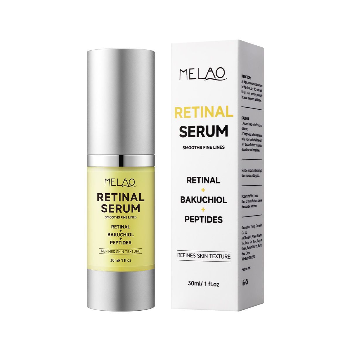 Retinal Facial Serum with Bakuchiol & Peptides, Daily Hydrating Evening Skin Care Essence 30ml
