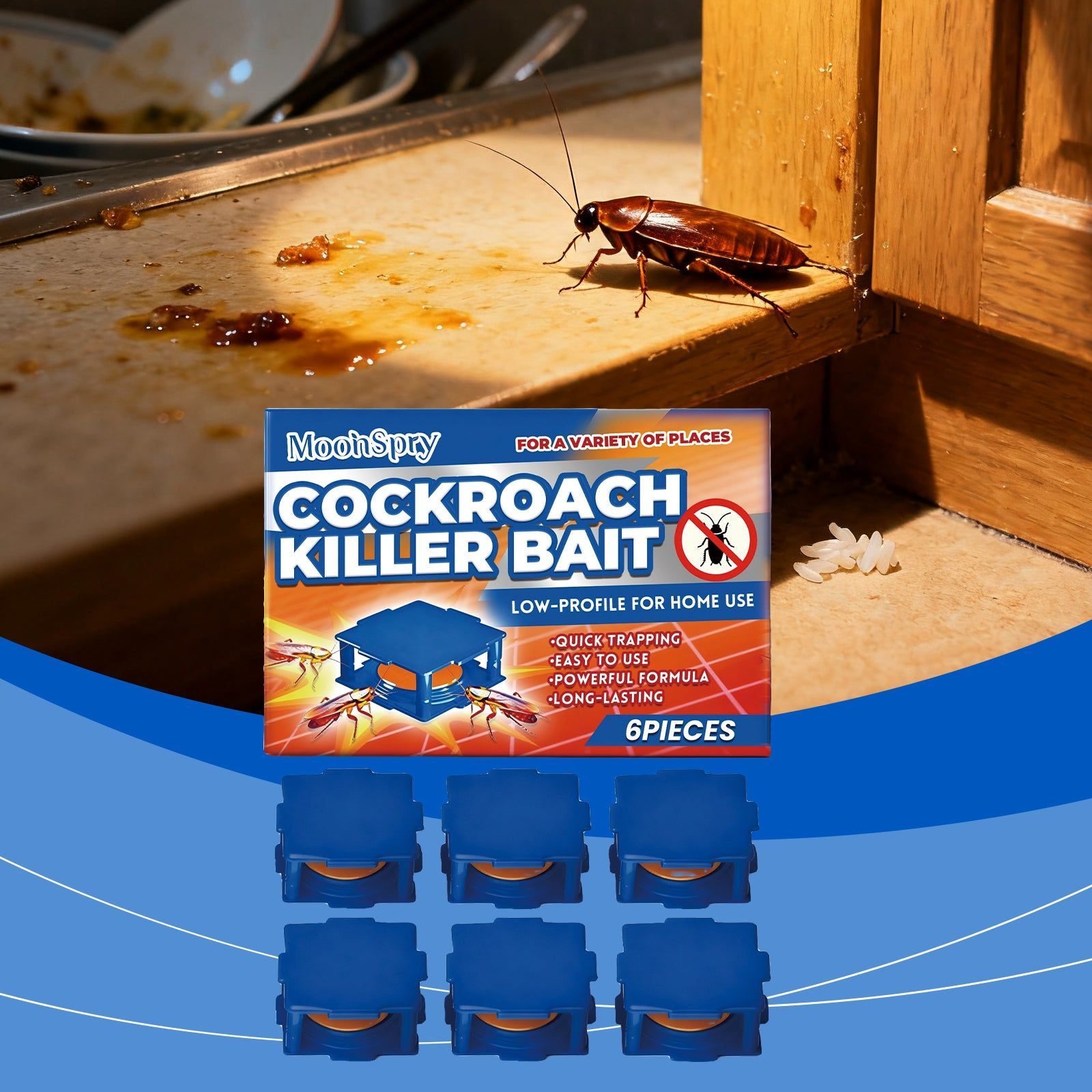 Cockroach Gel Bait Box, Household Cleaning, Fast Pest Control, Easy to Use ,6pcs