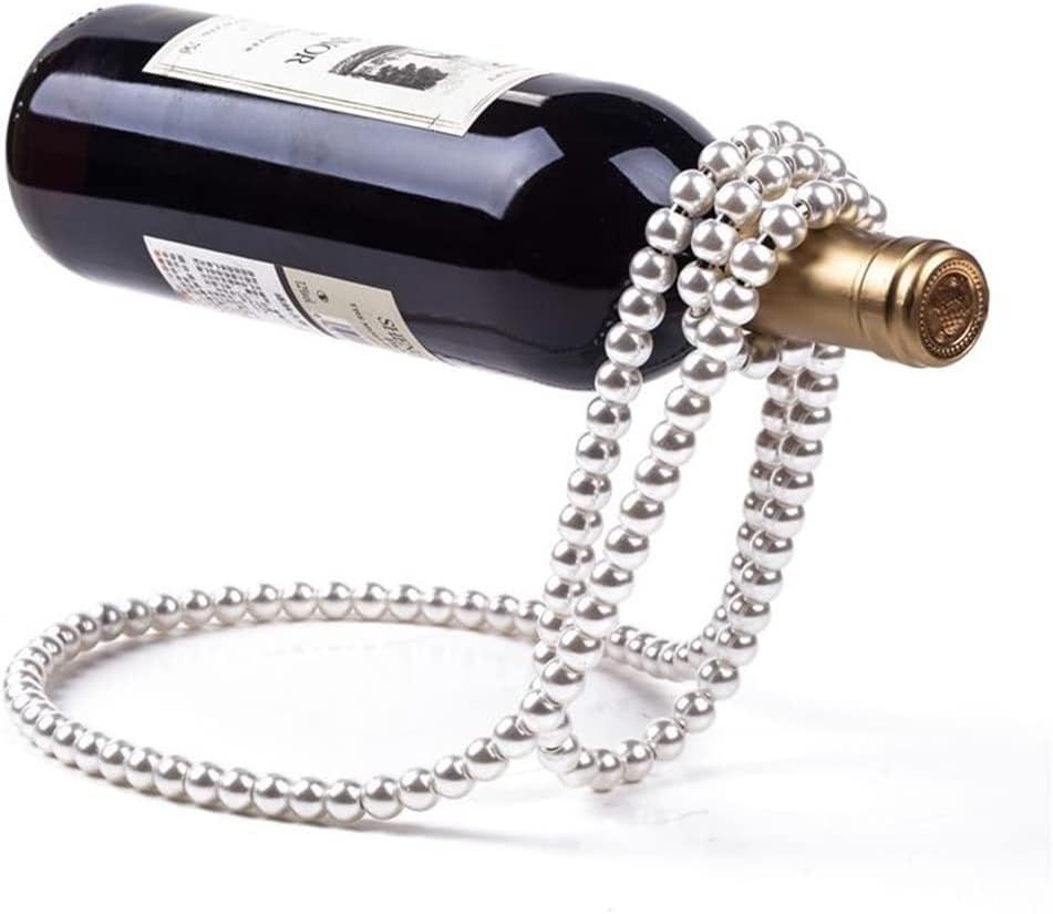 Pearl Necklace Shaped Floating Wine Bottle Holder Creative Metal Chain Wine Rack