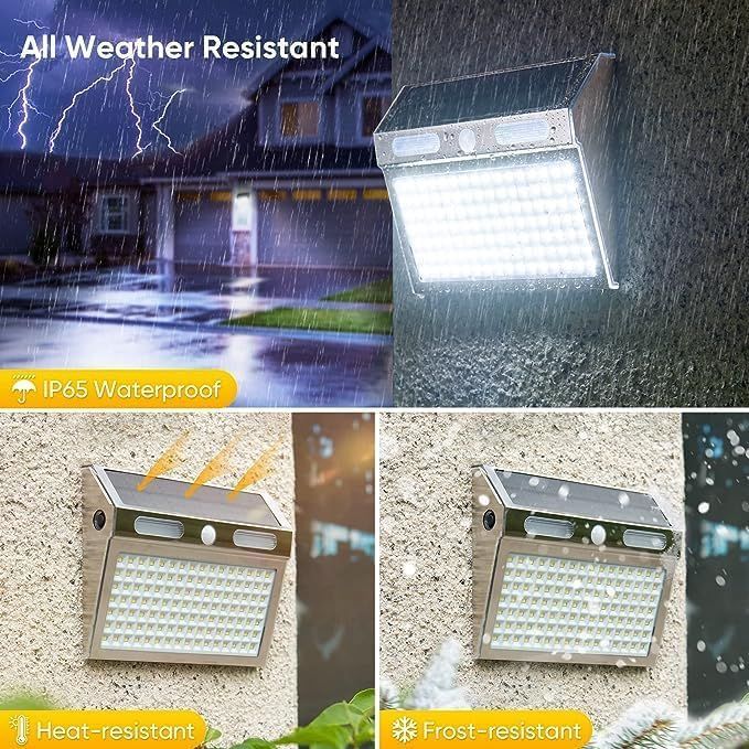 Solar Outdoor Lights Motion Sensor Wall Light Security Lamp for Front Door Backyard