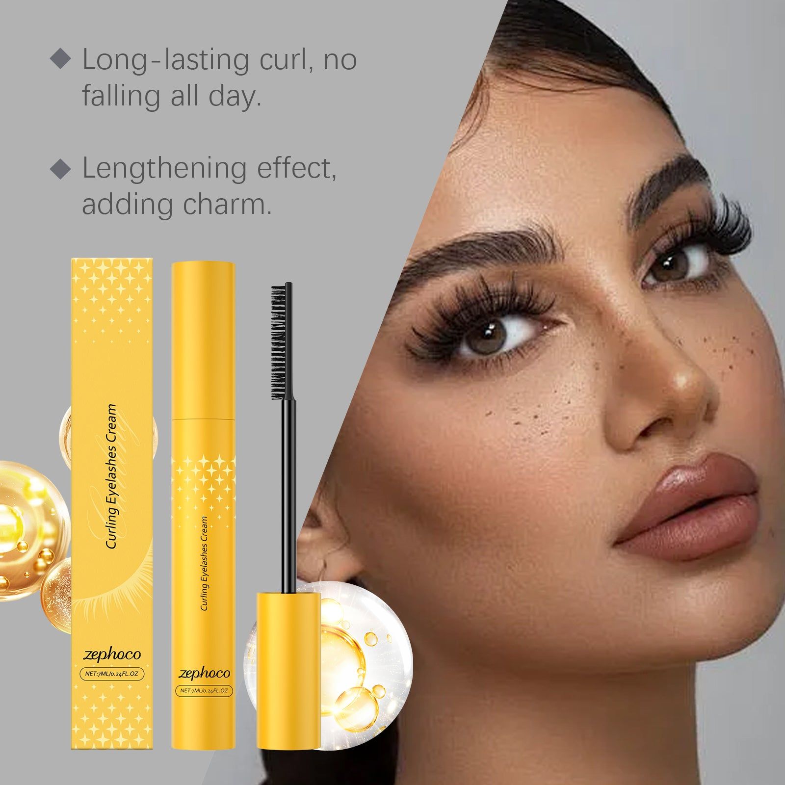 Curling Mascara Natural Length, Long Lasting, Smudge-Proof, Portable ,7ml