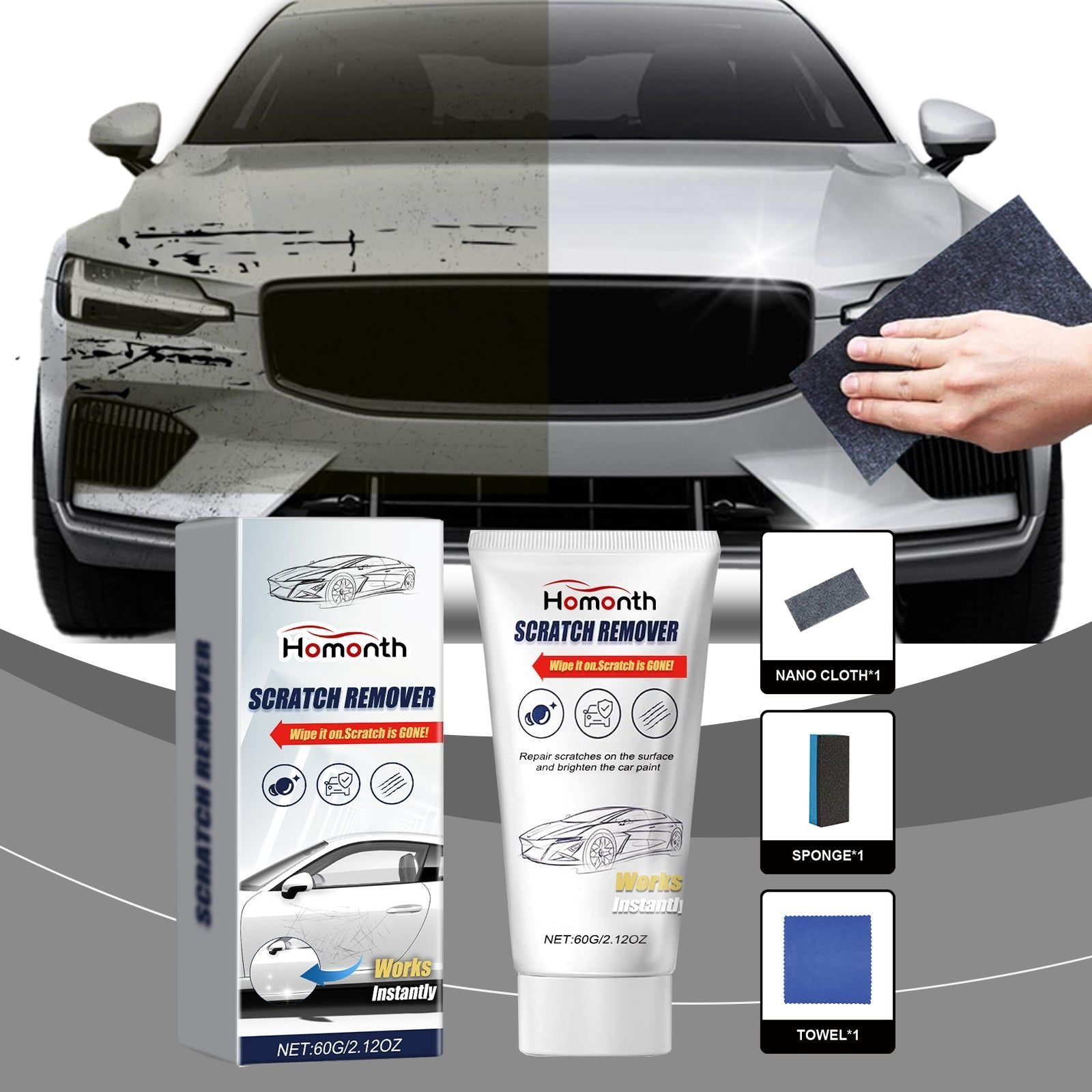 Car Scratch Repair Kit, Easy DIY Scratch Remover, Restores Car Paint Gloss ,1set