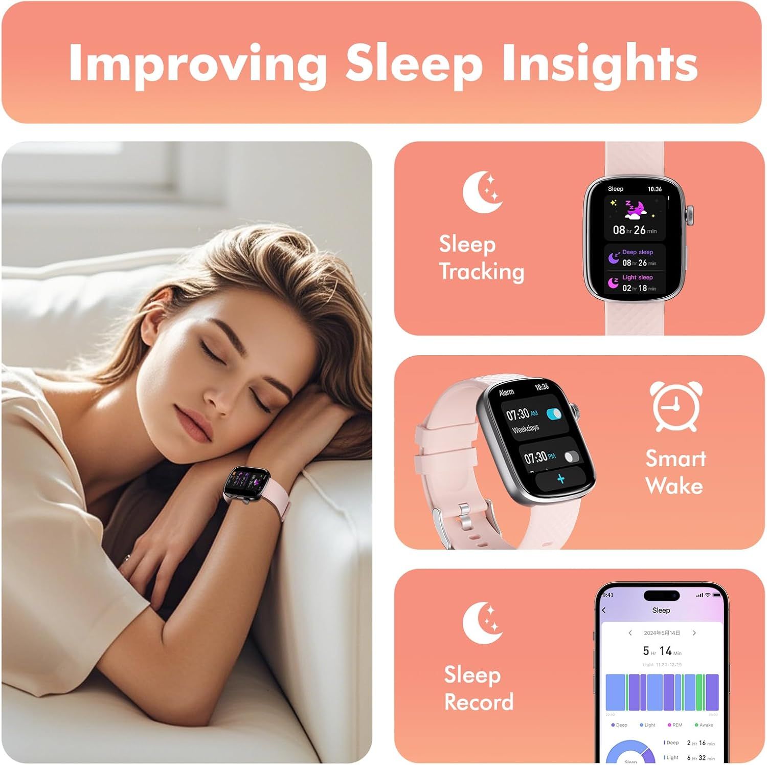 Smart Watch Health Monitoring Smart Bracelet Compatible with iOS Android Phones
