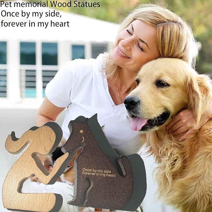 Wooden Dog Memorial Gifts Dog Sculpture Pet Loss Gifts for Women