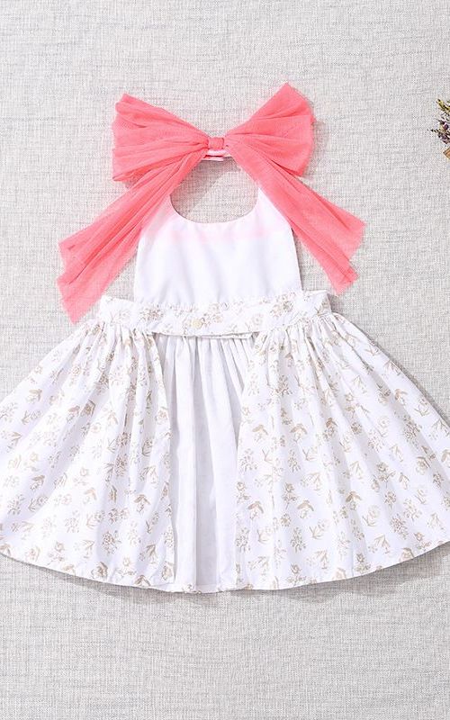 Little Girls Cooking Baking Apron Kitchen Waterproof Bow Aprons Dress