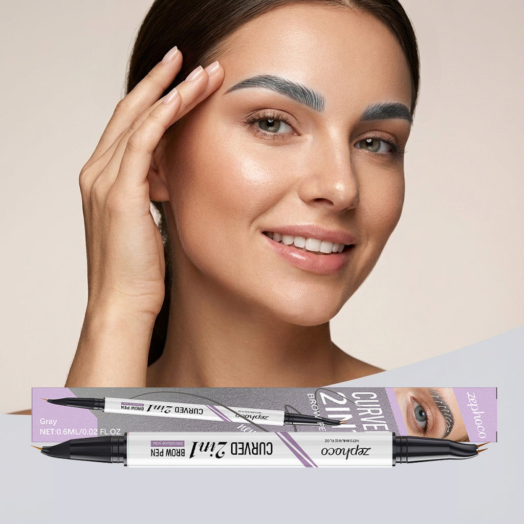 Waterproof Grey Double-Headed Eyebrow Pencil, Natural, Long-Lasting, Beauty Products ,0.6ml