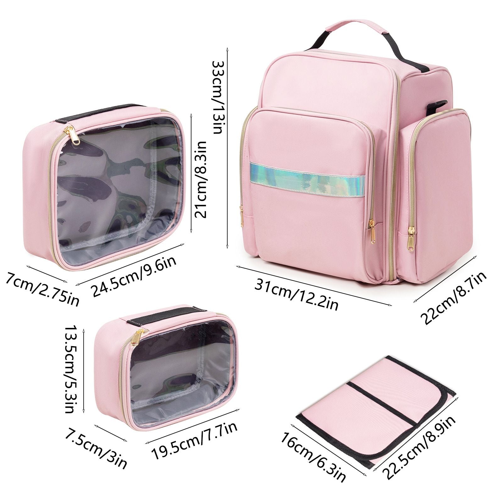 Large Travel Makeup Bag Storage Bags Multiple Pockets Cosmetic Bag for Toiletries Skincare