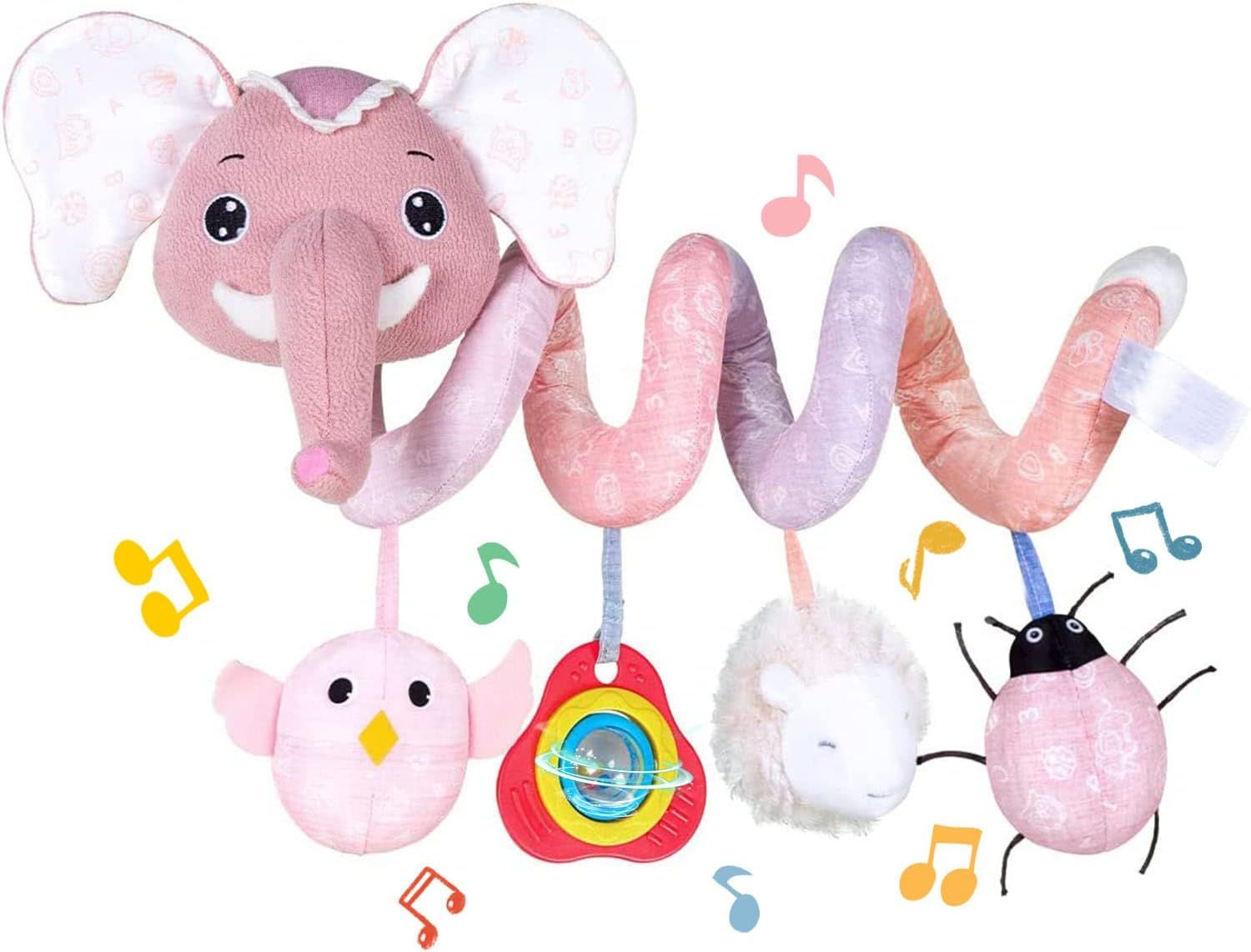 Newborn Car Seat Toys Stroller Toys Infant Activity Spiral Plush Toys for Babyies 0-12 Months