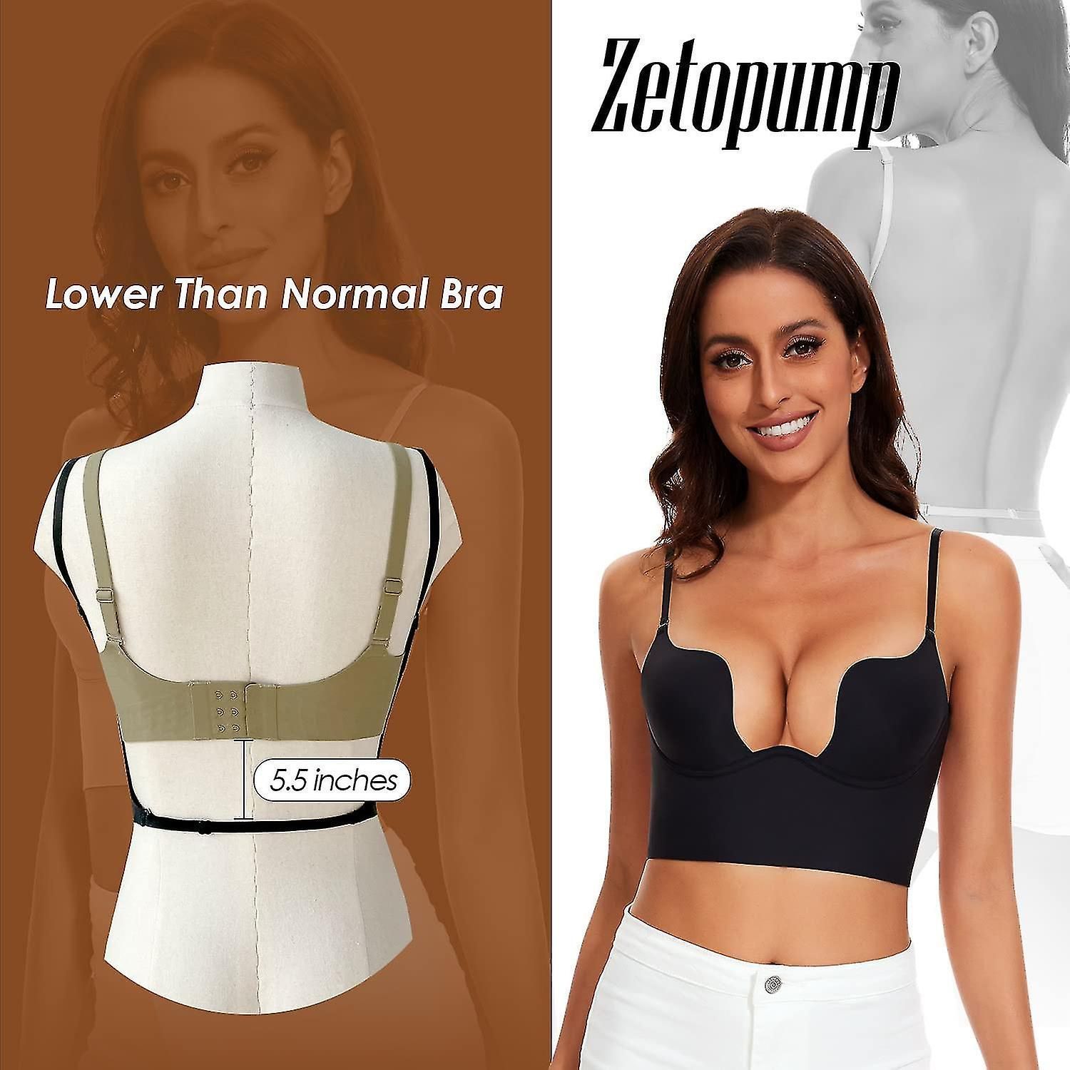 2024 New Low Back Bras For Women-seamless Deep U Plunge Backless Bras Convertible Multiway Low Cut Open Back Bra Halter Bras Free Shipping