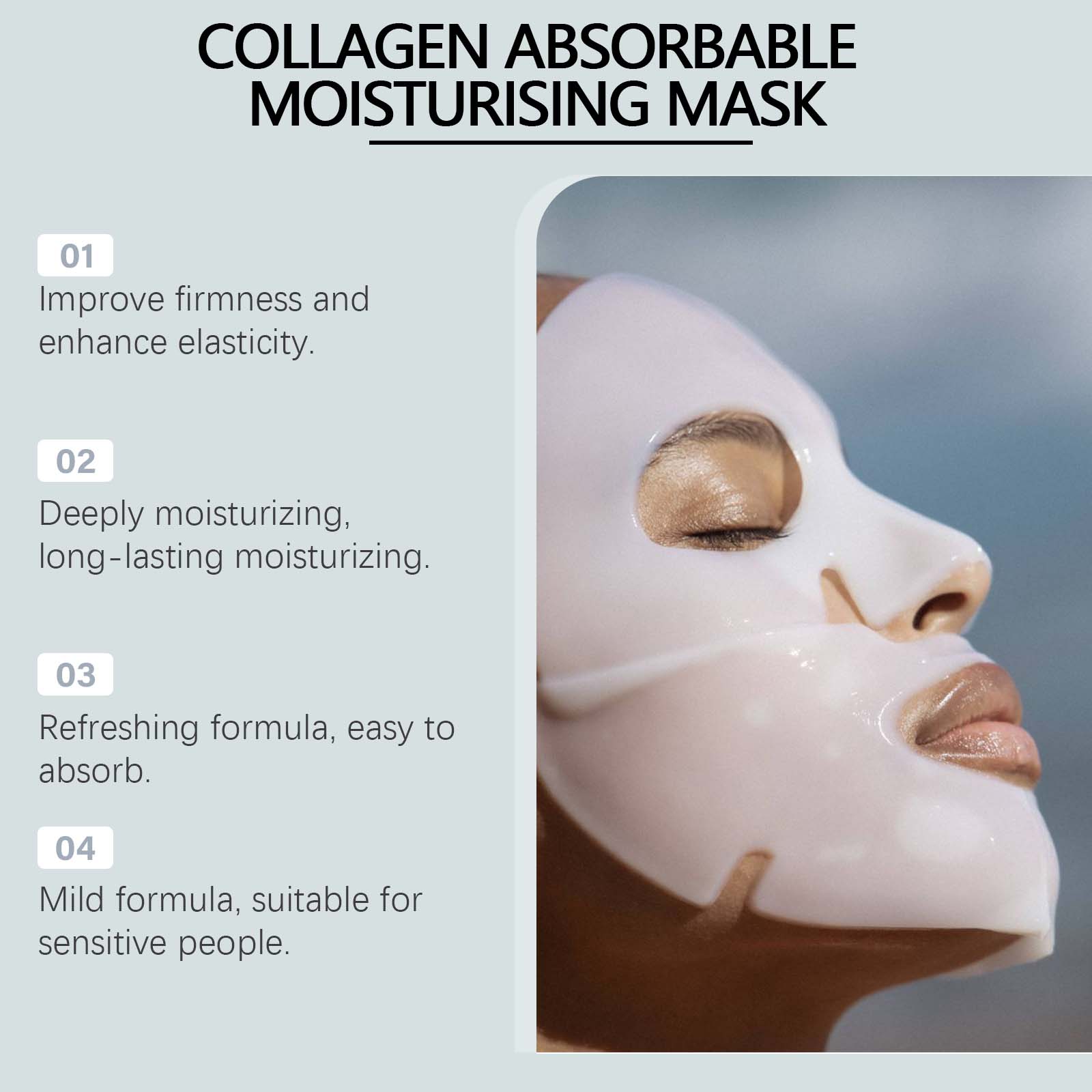 Deep Anti-Wrinkle Collagen Mask for Facial Care, Hydrating, Skin Rejuvenation, Pore Cleansing ,4pieces