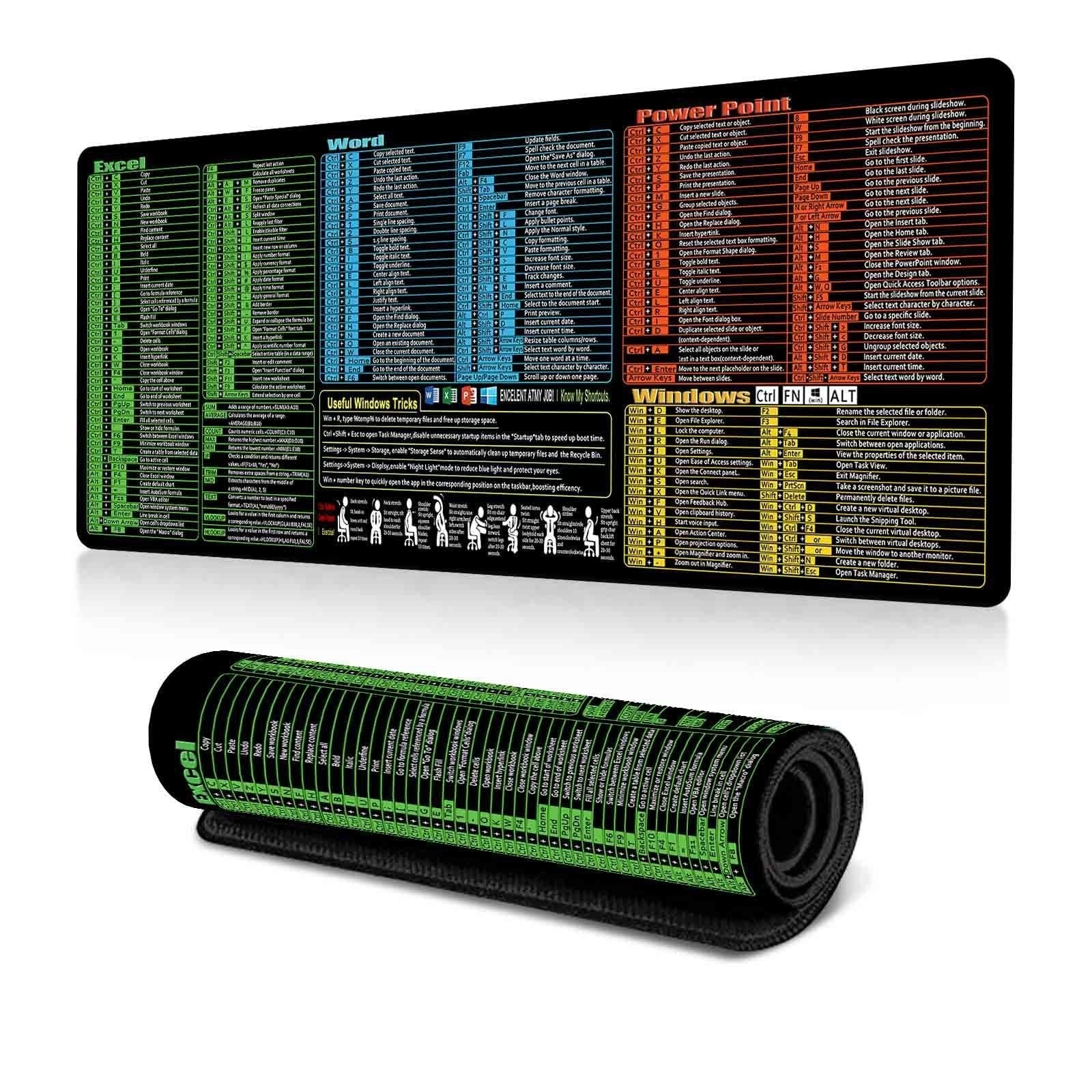 Keyboard Shortcut Desk Mat Mouse Pad 300x700x3mm