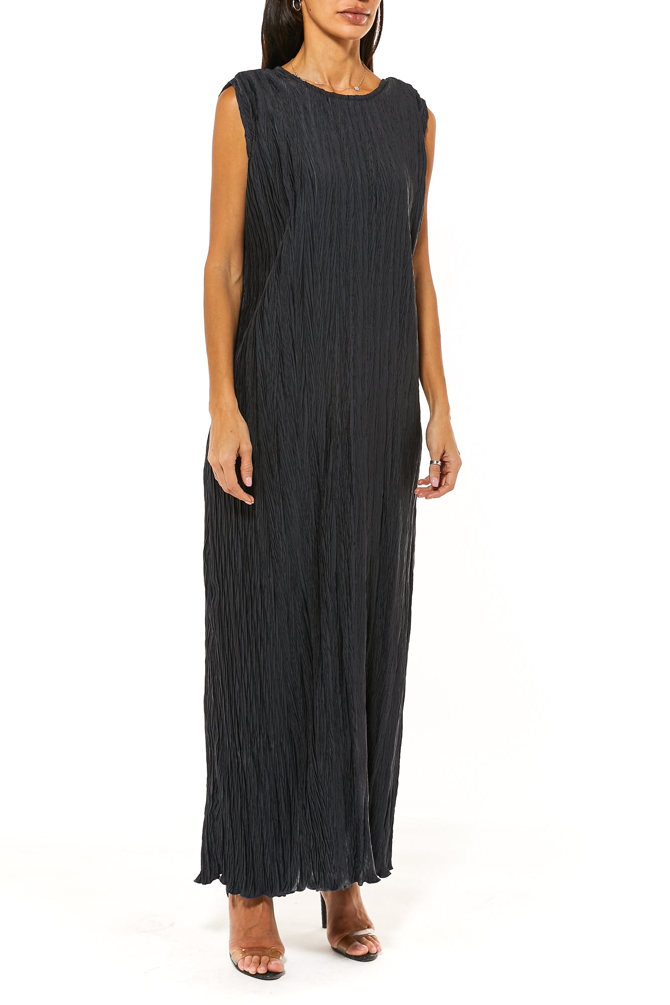 Black Harir Maqsood Crushed Design Under Dress