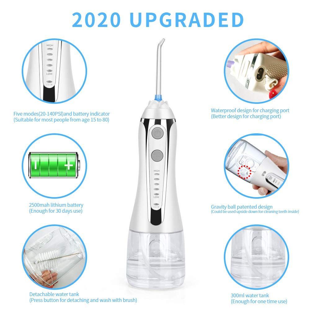 Cordless Water Dental Flosser Oral Irrigator Teeth Cleaner 300ml With Travel Bag
