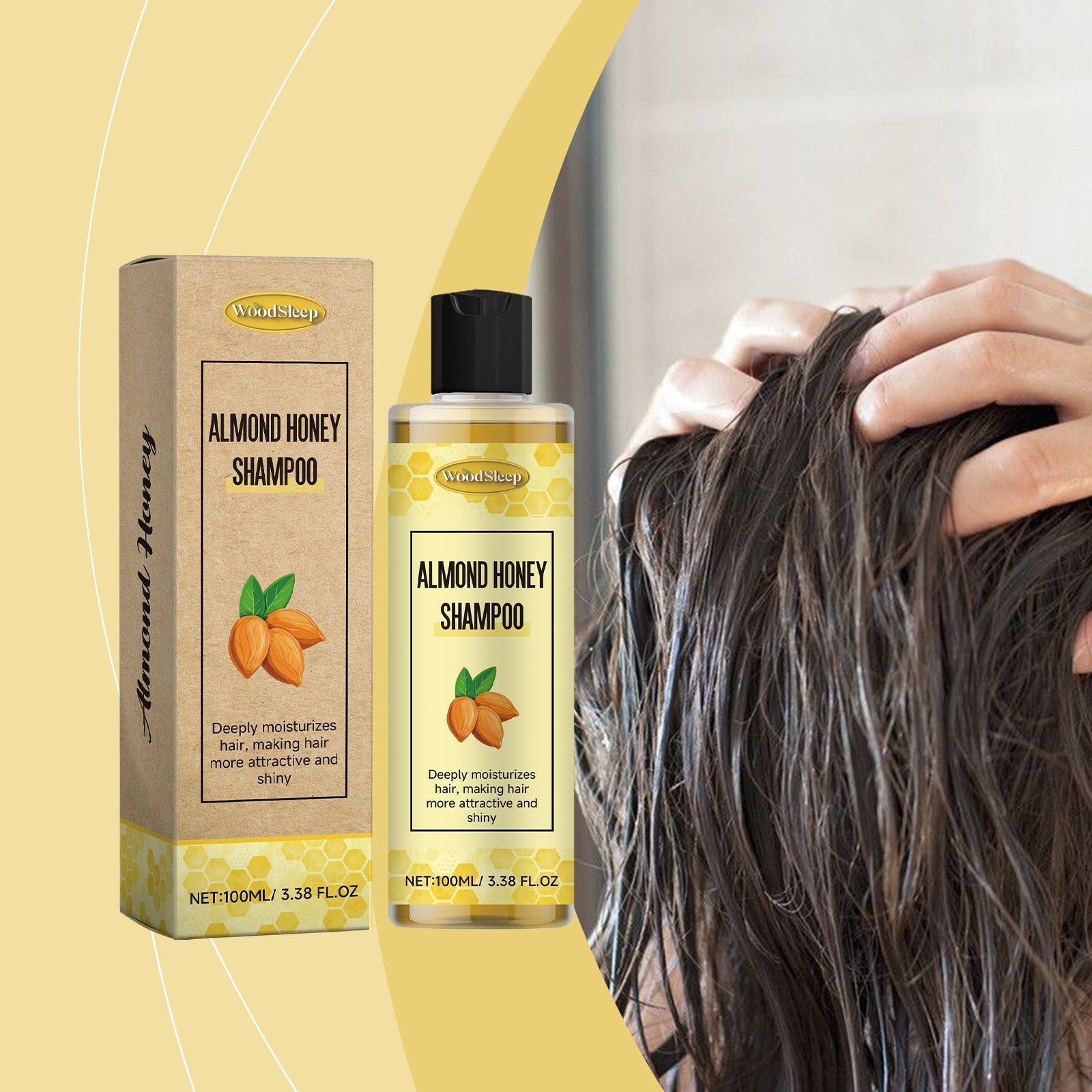 Almond Honey Shampoo Nourish and Protect Hair, Shine, Deep Nutrition ,100ml